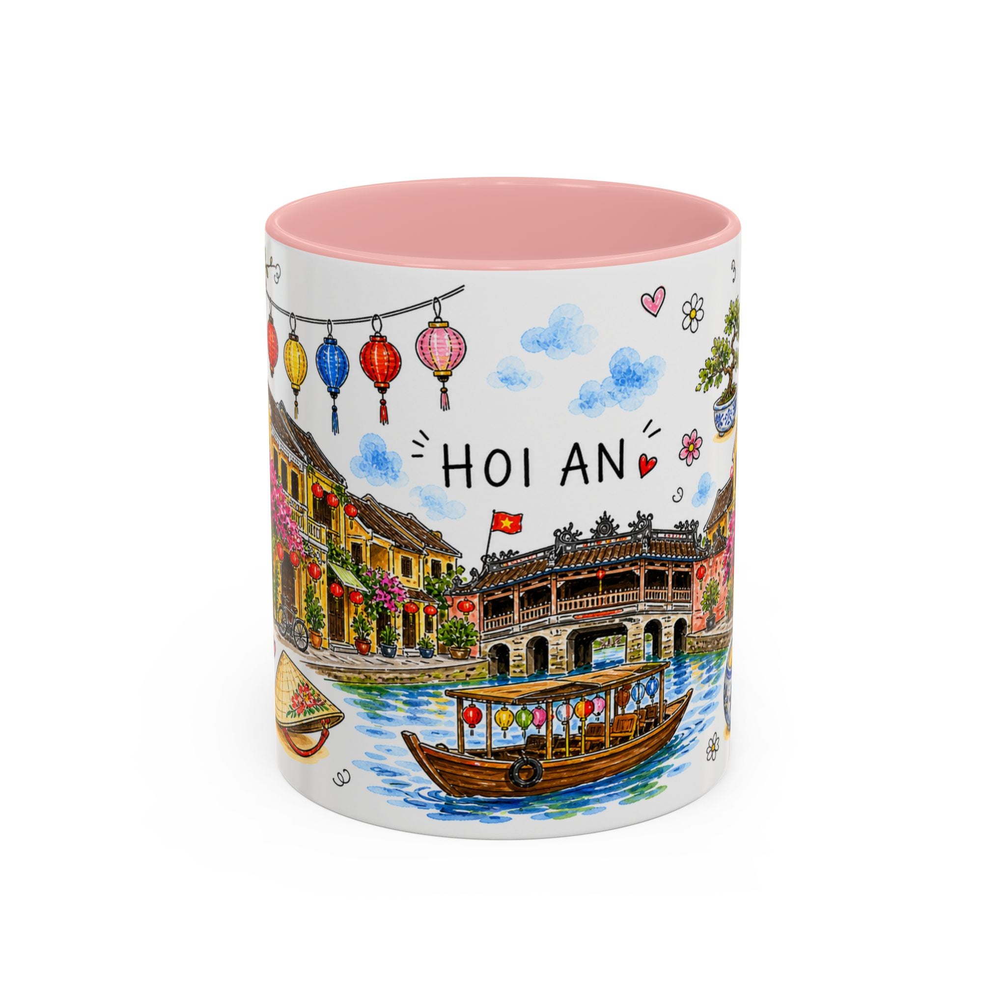 Hoi An Illustrated Travel Mug | City Souvenir Accent Coffee Mug | 11oz 15oz Ceramic Cup