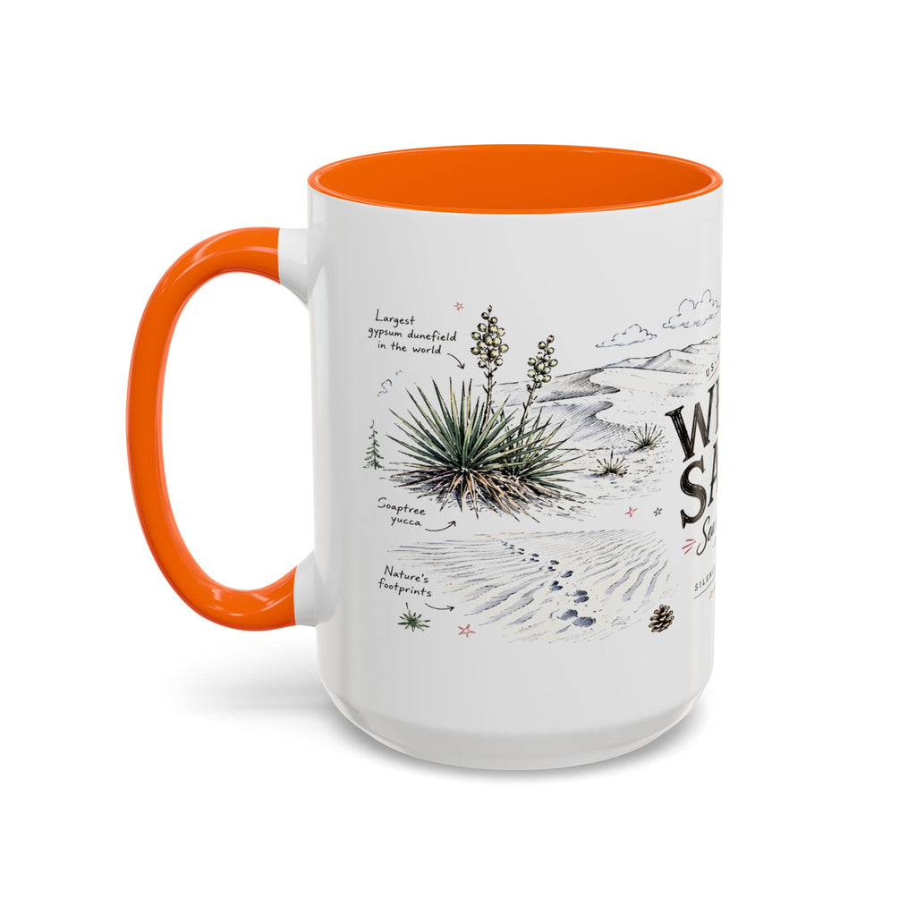 White Sands National Park Coffee Mug | New Mexico Desert Sand Dunes Gift | Accent Color Ceramic 11oz 15oz