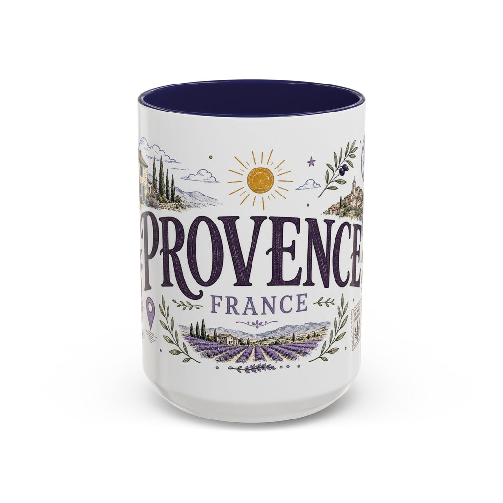 Provence Coffee Mug | Travel Destination Souvenir Gift | Accent Color Ceramic 11oz 15oz