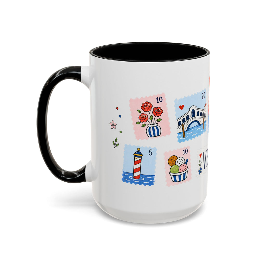 Venice Coffee Mug | Postage Stamp Collage Mug | Travel Souvenir Accent Cup 11oz 15oz