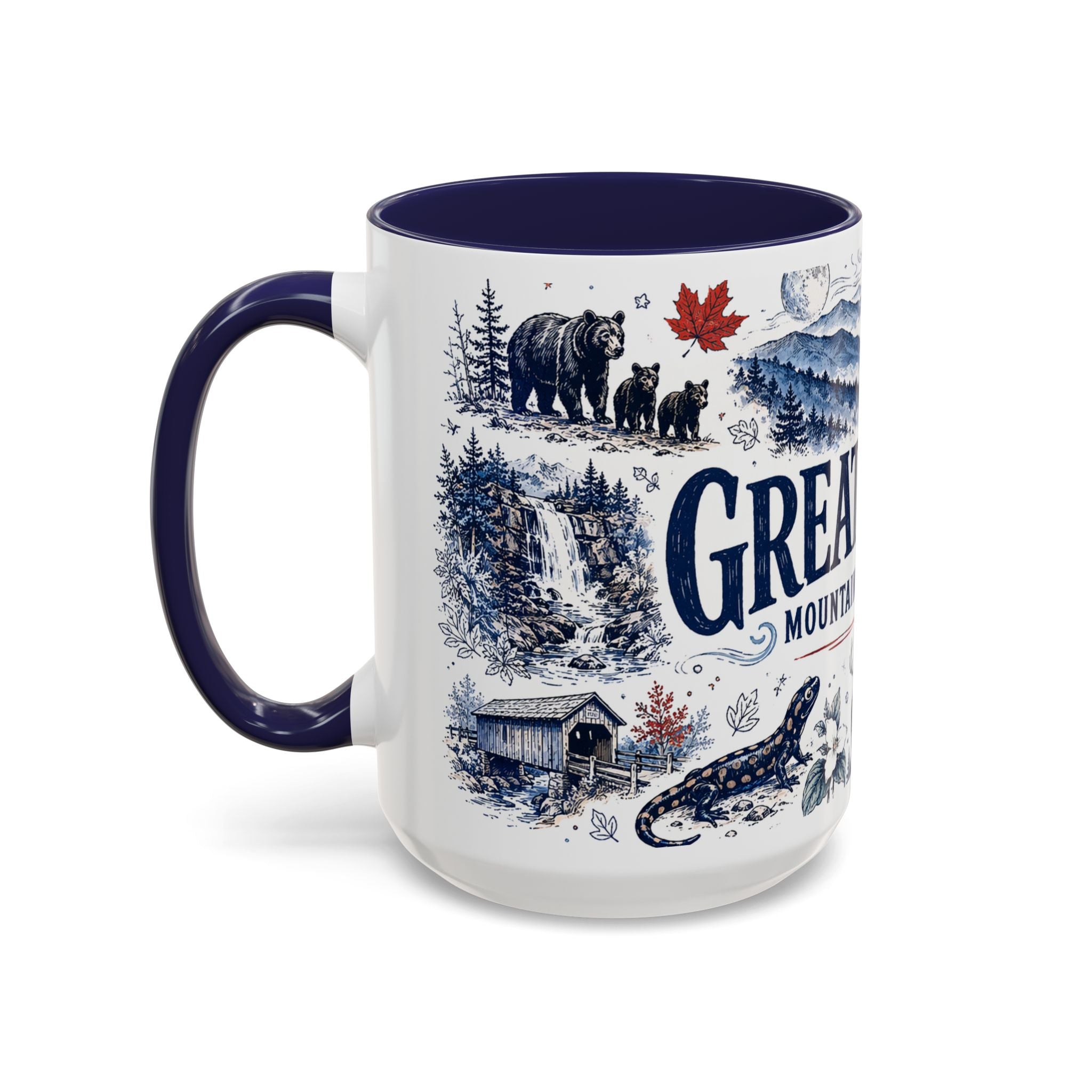 Great Smoky Mountains Coffee Mug | National Park Hiking Gift | Accent Color Ceramic 11oz 15oz
