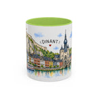 Dinant Illustrated Travel Mug | Belgium Souvenir Accent Coffee Mug | 11oz 15oz Ceramic Cup