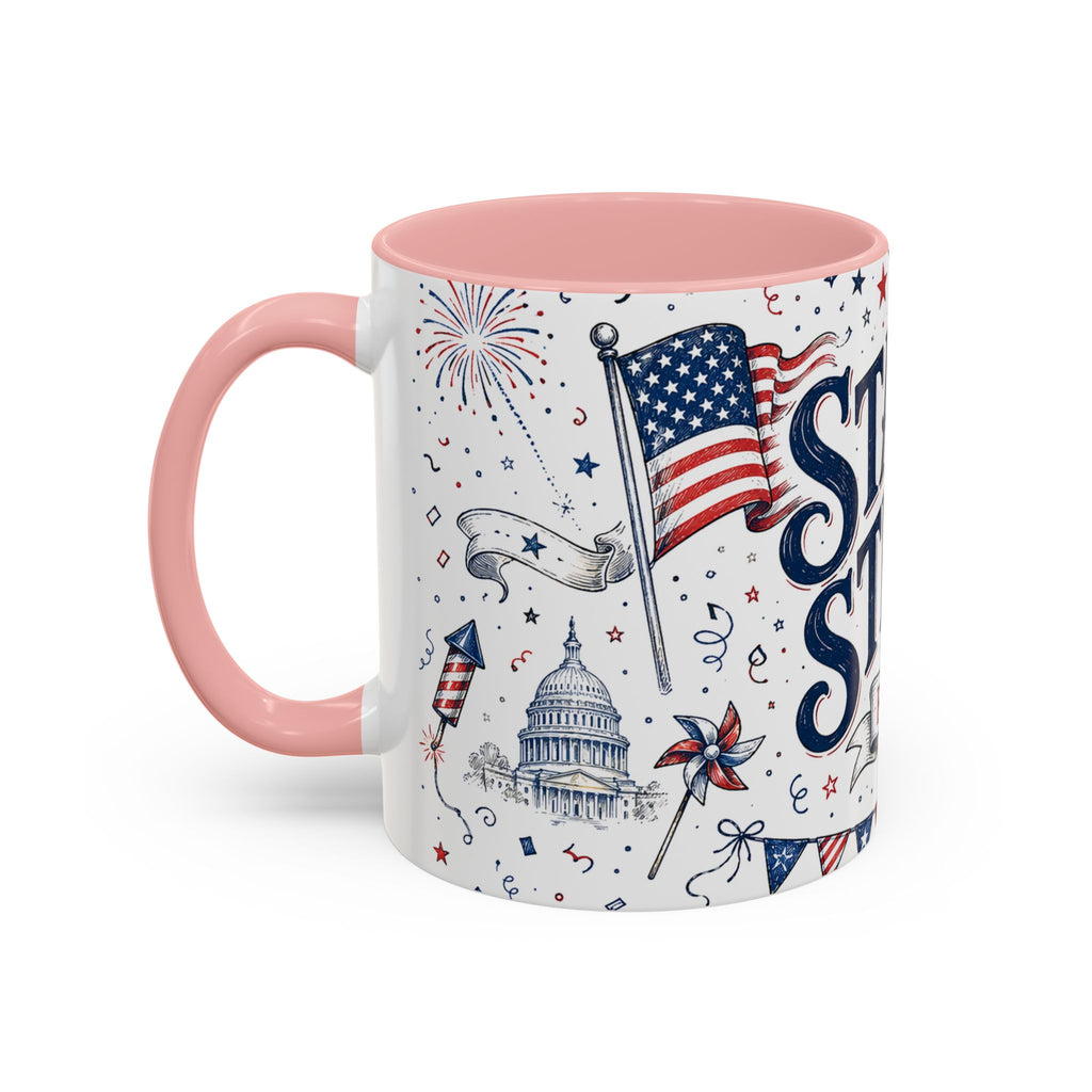 Stars and Stripes Forever Coffee Mug | Patriotic 4th of July Gift | Accent Color Ceramic 11oz 15oz