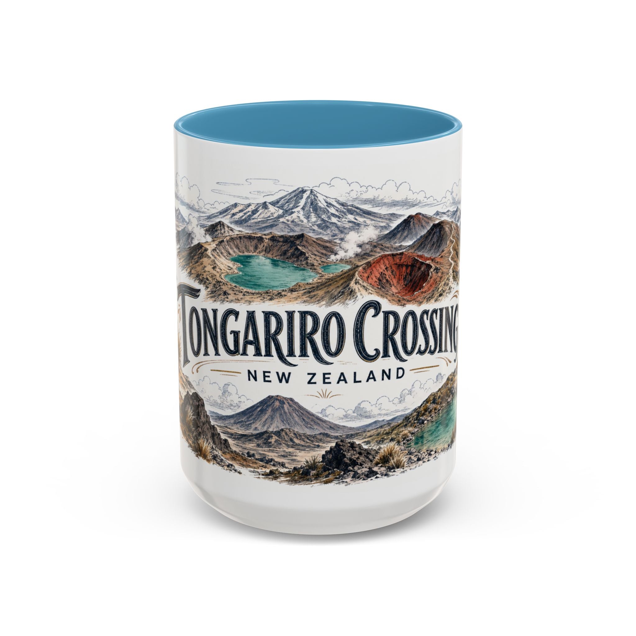 Tongariro Crossing Mug, New Zealand Travel Souvenir, Bucket List Gift, Accent Ceramic Coffee Mug 11oz 15oz