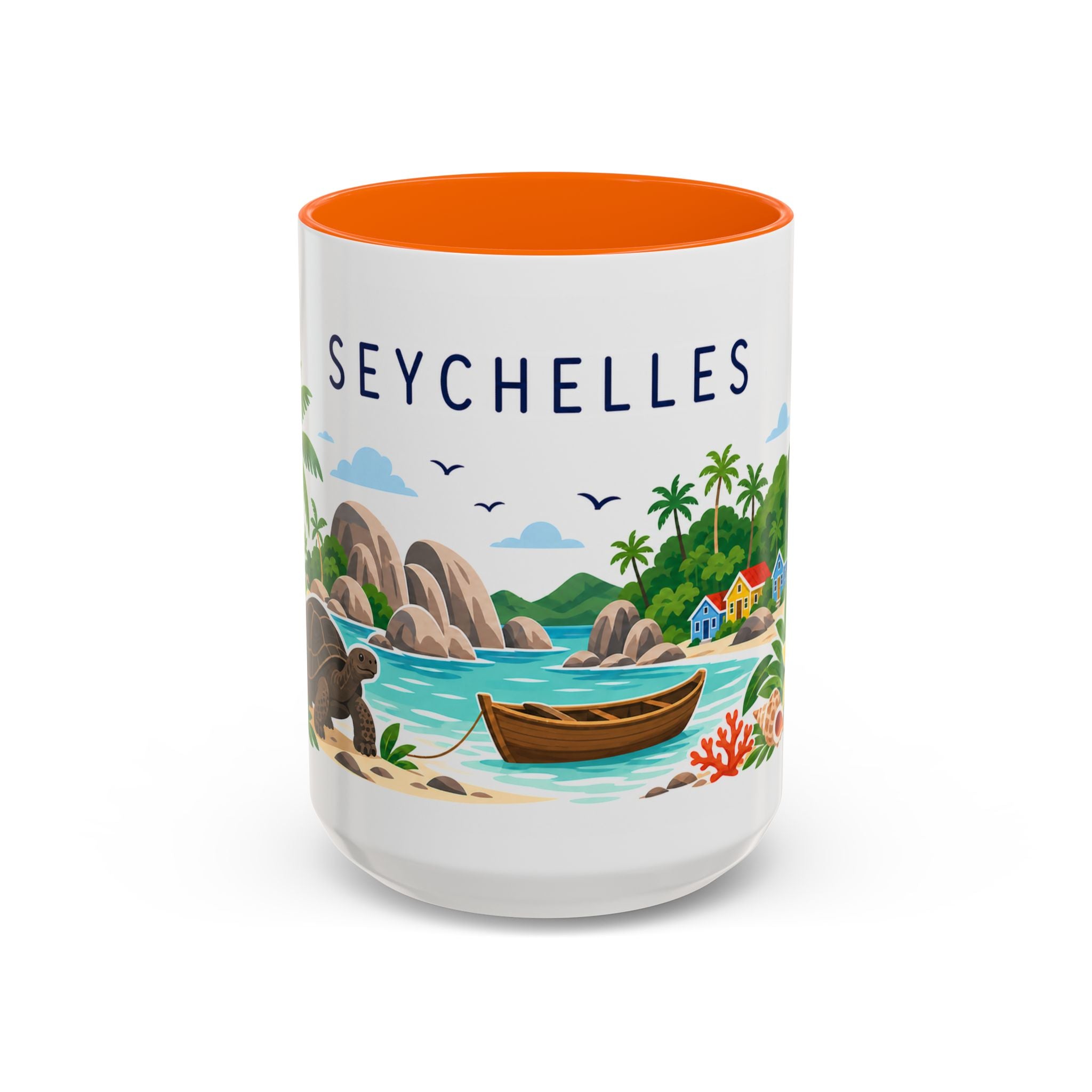 Seychelles Coffee Mug | Travel Destination Souvenir Gift | Accent Color Ceramic 11oz 15oz