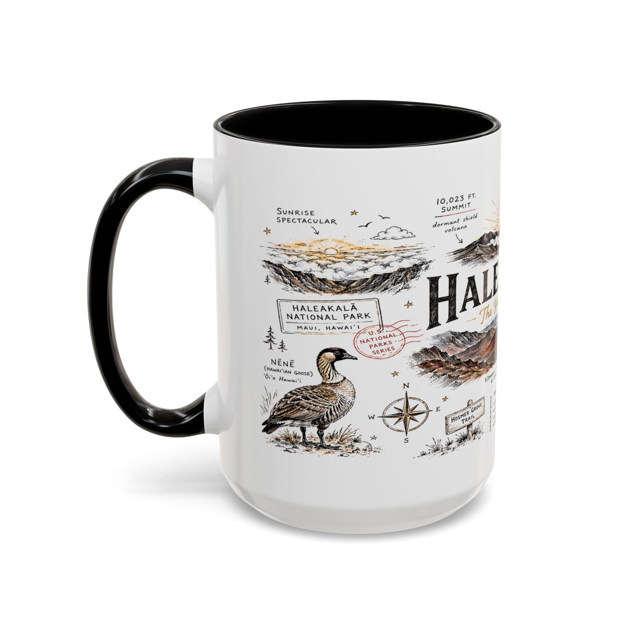 Haleakala National Park Coffee Mug | Hawaii Maui Sunrise Crater Gift | Accent Color Ceramic 11oz 15oz