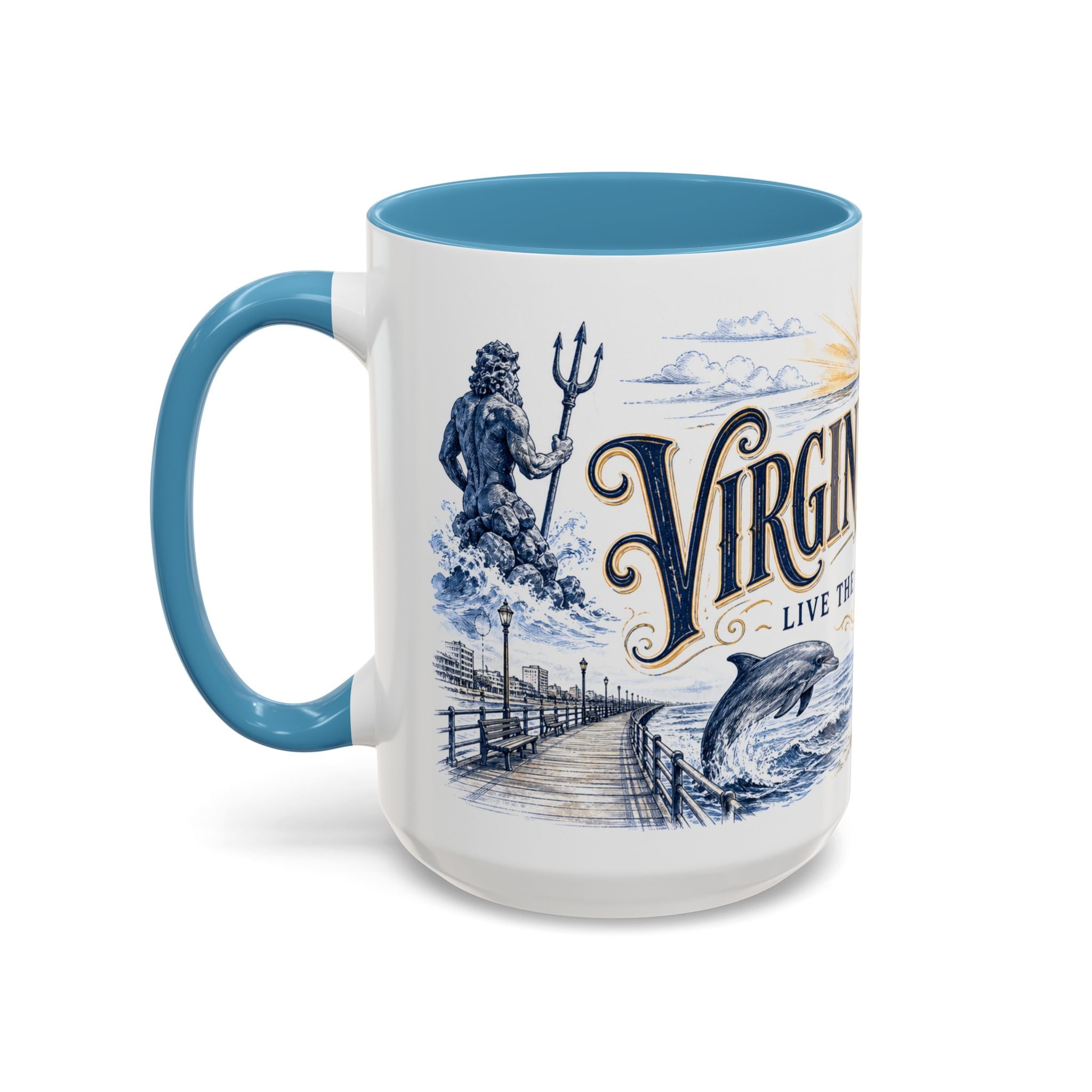 Virginia Beach Coffee Mug | United States Travel Souvenir | Vintage Illustrated City Gift | 11 oz 15 oz Accent Mug