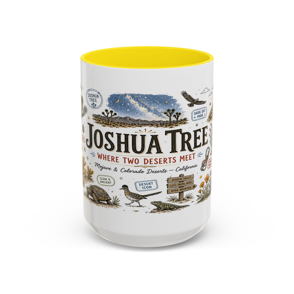 Joshua Tree Coffee Mug | National Park Desert Camping Gift | Accent Color Ceramic 11oz 15oz