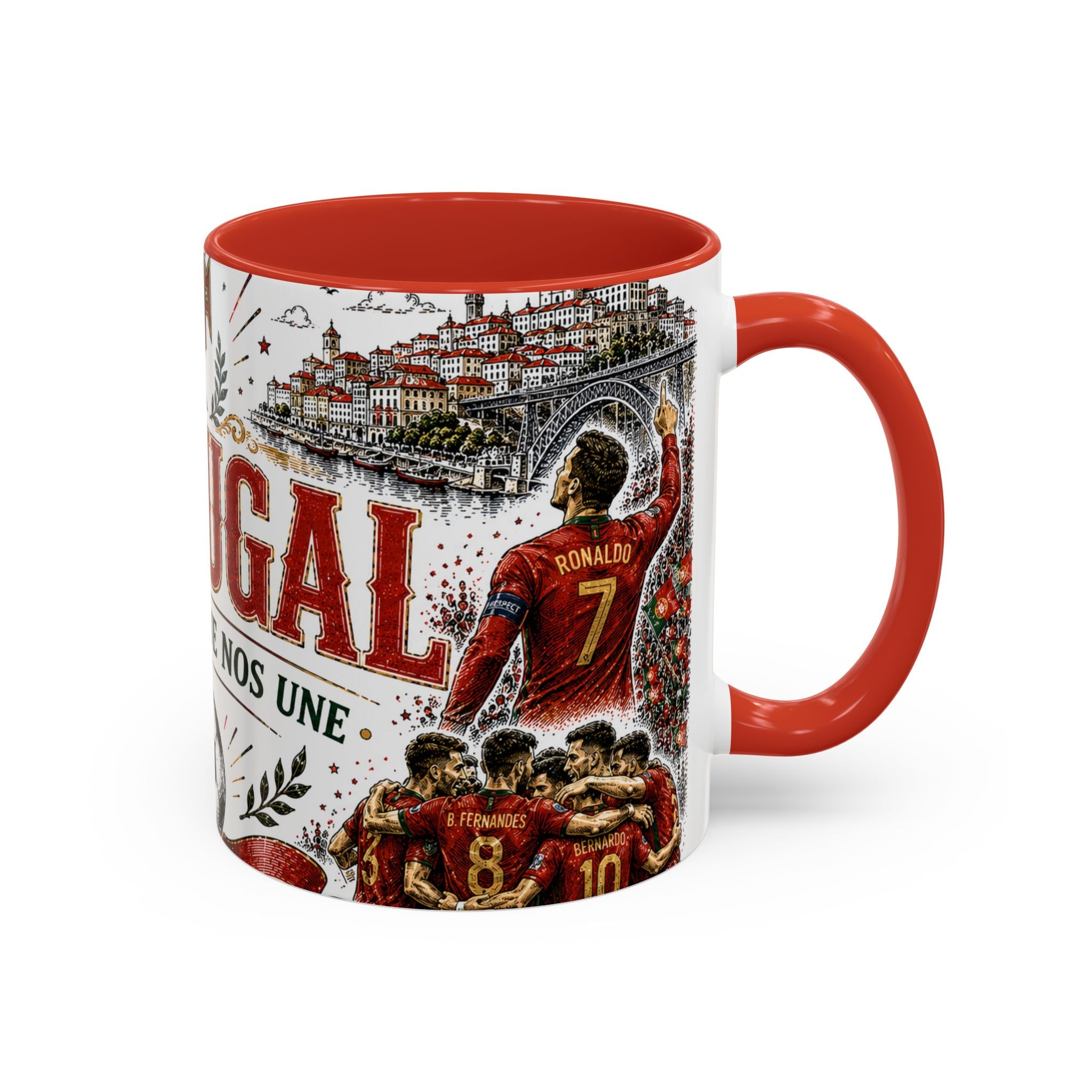 Portugal Soccer Coffee Mug | World Cup Fan Gift | Accent Color Ceramic 11oz 15oz Match Day Cup
