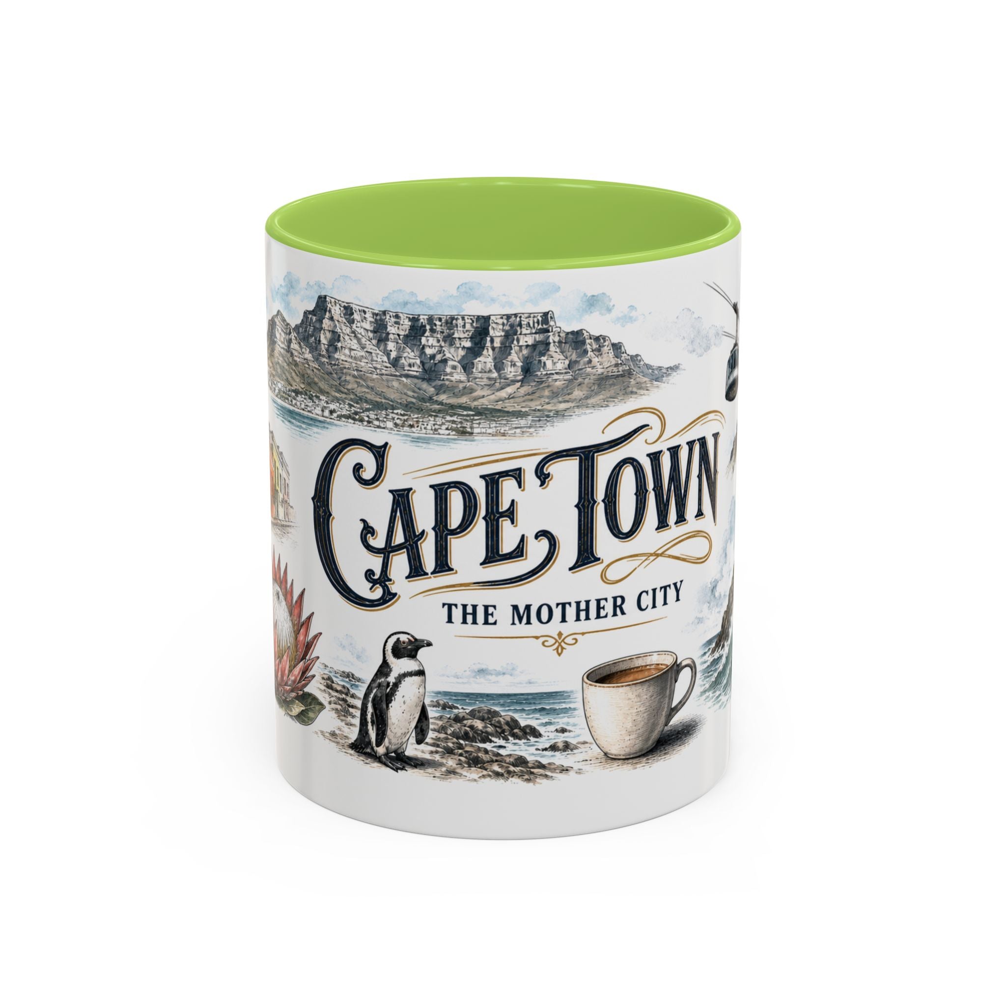 Cape Town Coffee Mug | South Africa Travel Souvenir | Vintage Illustrated City Gift | 11 oz 15 oz Accent Mug