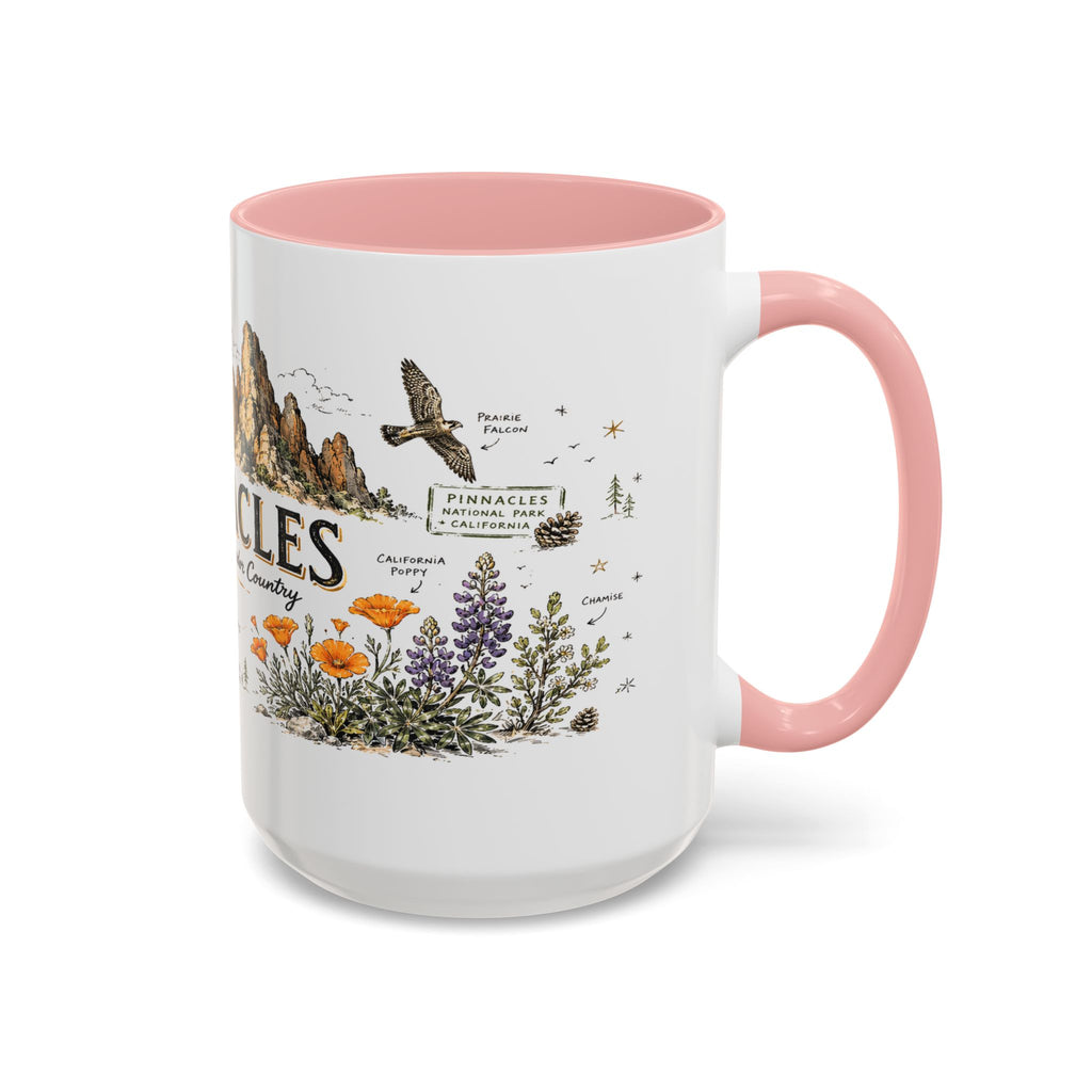 Pinnacles National Park Coffee Mug | California Rock Climbing Condor Gift | Accent Color Ceramic 11oz 15oz