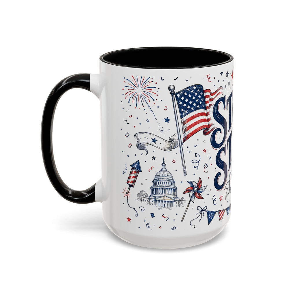 Stars and Stripes Forever Coffee Mug | Patriotic 4th of July Gift | Accent Color Ceramic 11oz 15oz