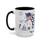 Stars and Stripes Forever Coffee Mug | Patriotic 4th of July Gift | Accent Color Ceramic 11oz 15oz