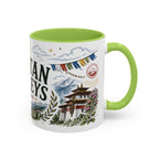 Bhutan Valleys Coffee Mug | Travel Destination Souvenir Gift | Accent Color Ceramic 11oz 15oz