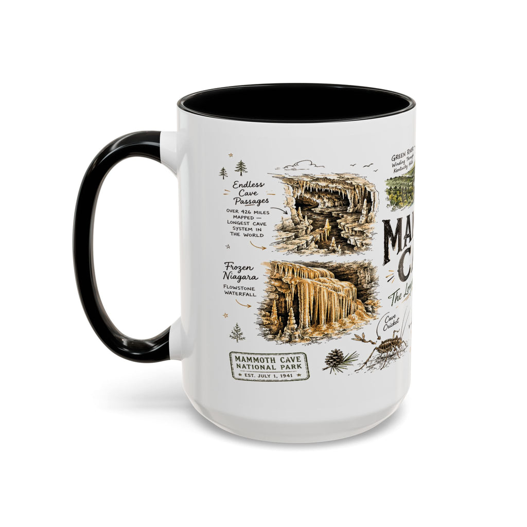 Mammoth Cave National Park Coffee Mug | Kentucky Cave Exploration Hiking Gift | Accent Color Ceramic 11oz 15oz