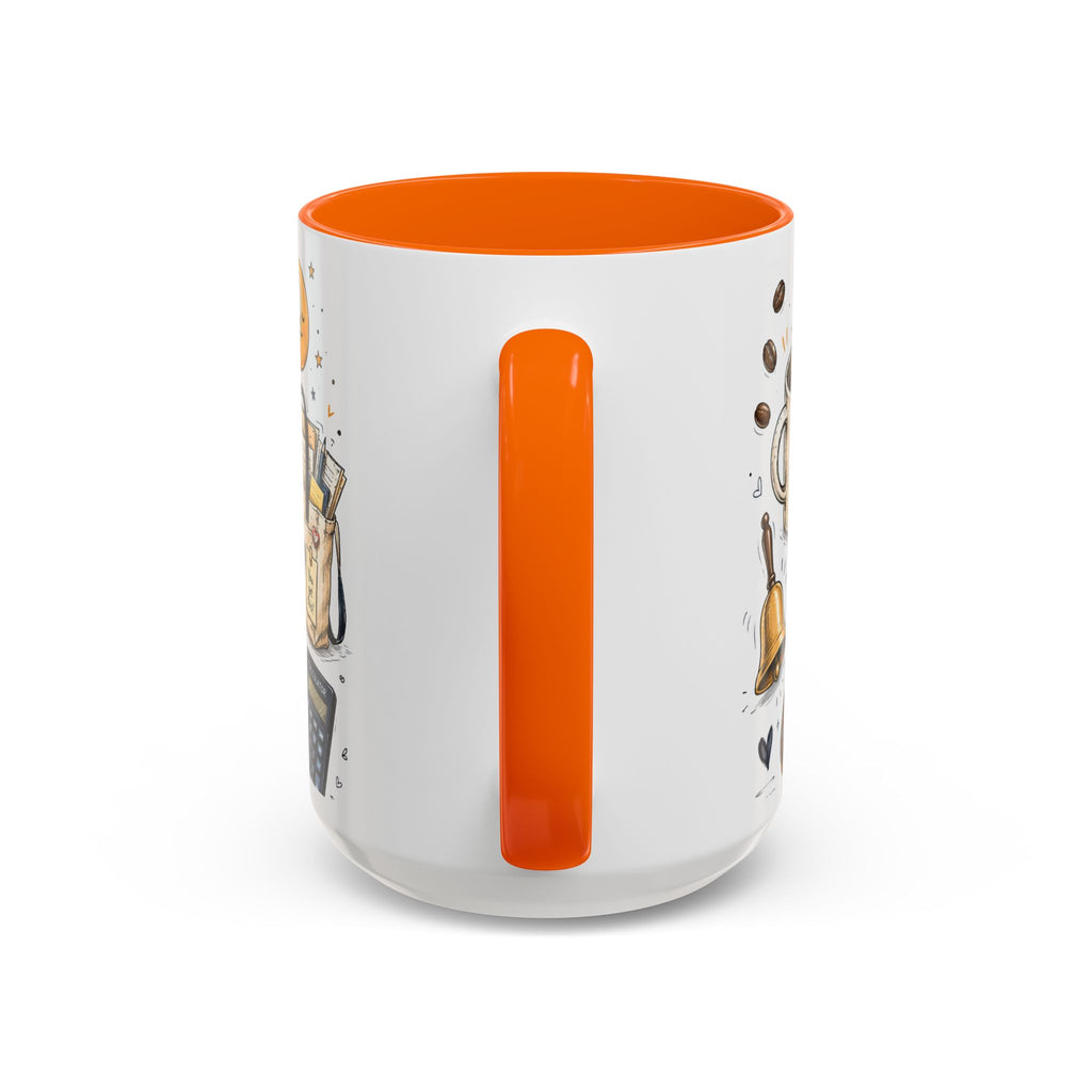 Teacher Fuel Coffee Mug | Powered by Coffee and Wine Funny Gift | Accent Color Ceramic 11oz 15oz