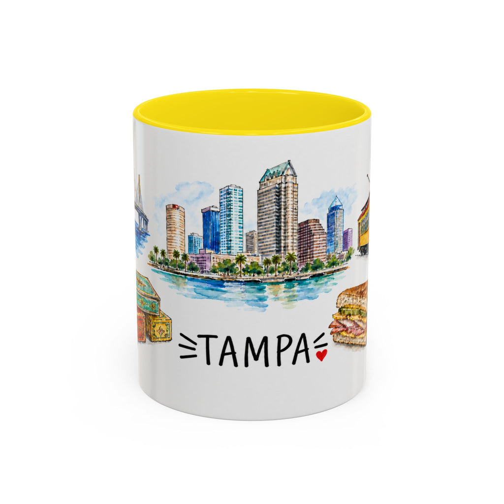 Tampa Illustrated Travel Mug | City Souvenir Accent Coffee Mug | 11oz 15oz Ceramic Cup
