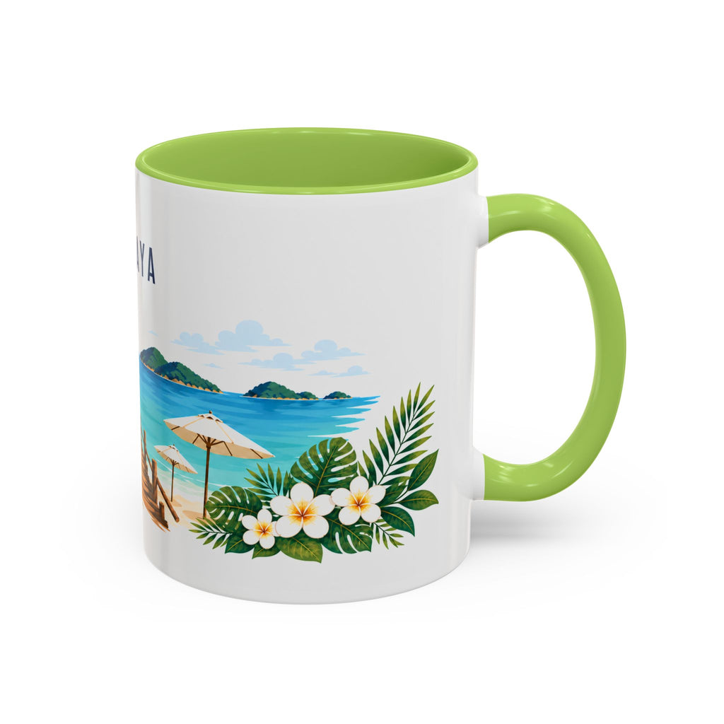 Pattaya Coffee Mug | Thailand Travel Souvenir | Porcelain Decal City Gift | 11oz 15oz Accent Mug
