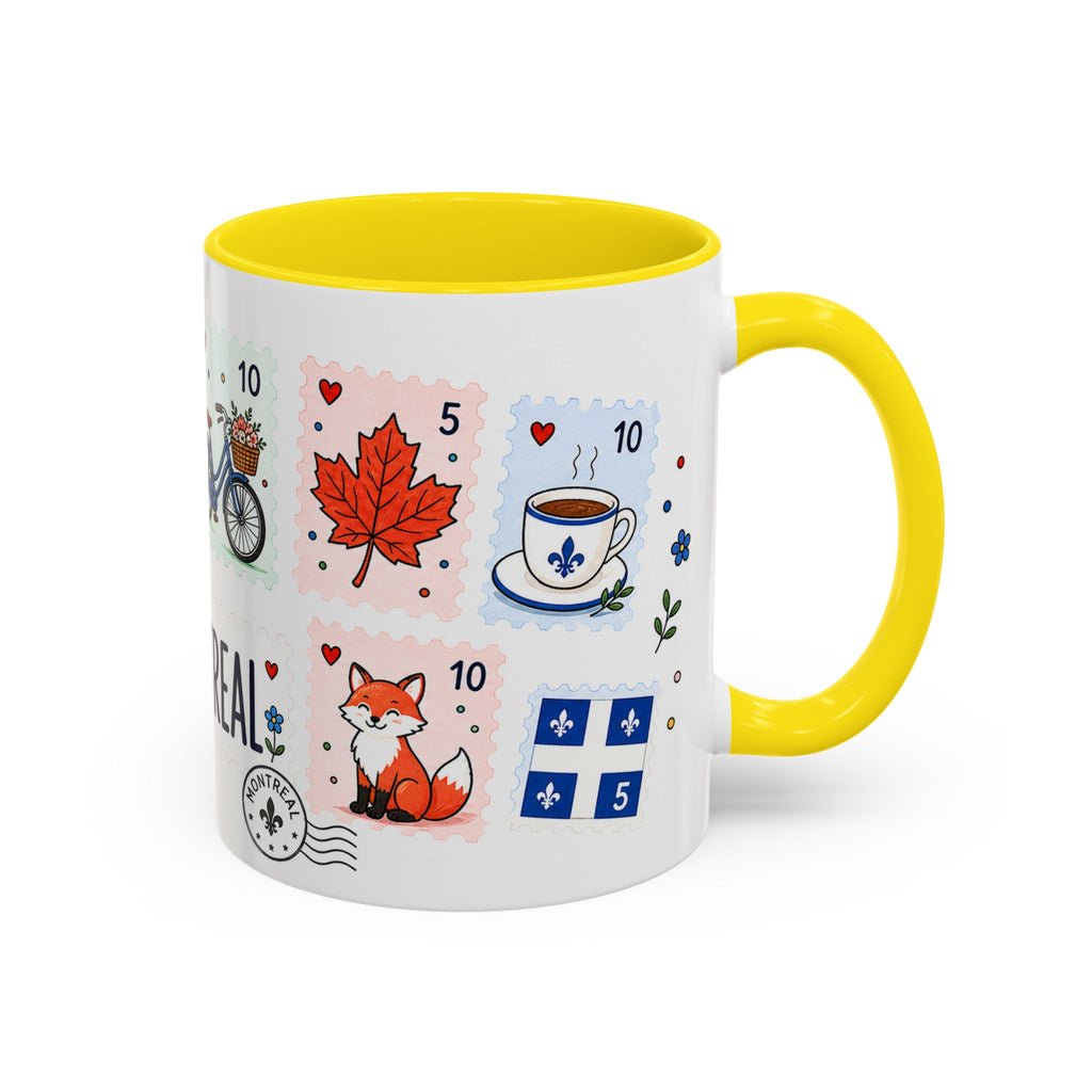 Montreal Coffee Mug | Postage Stamp Collage Mug | Travel Souvenir Accent Cup 11oz 15oz