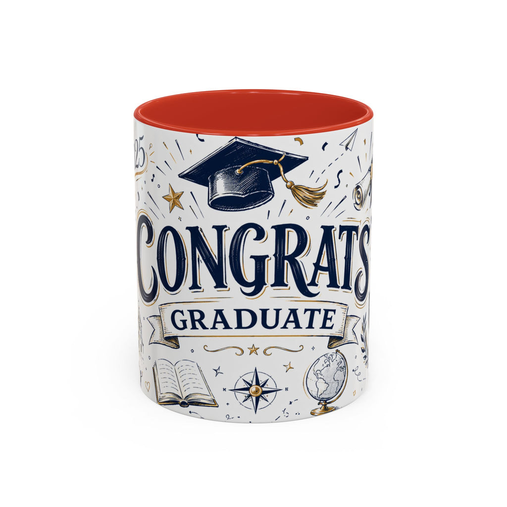 Congrats Graduate Coffee Mug | Class of 2026 Graduation Gift | Accent Color Ceramic 11oz 15oz