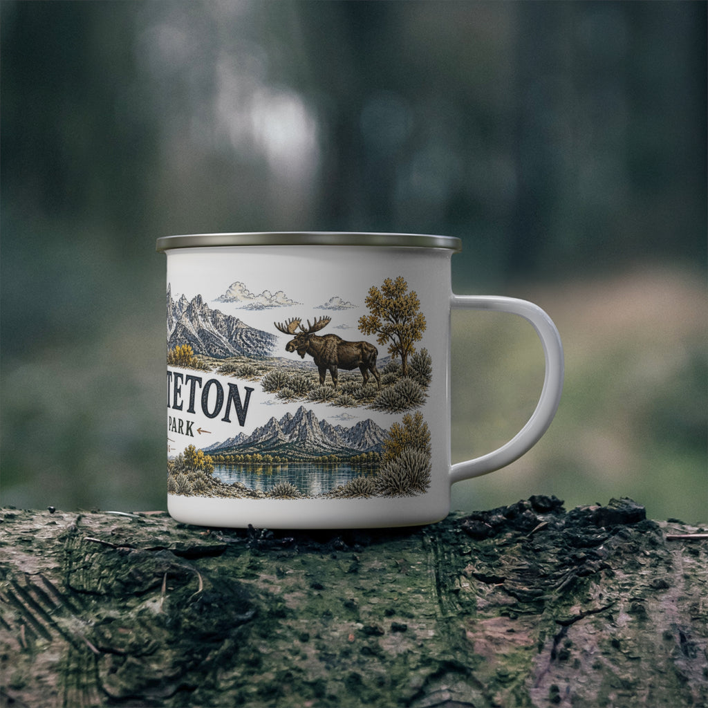 Grand Teton National Park Vintage Enamel Camping Mug | 12oz National Park Hiking Gift