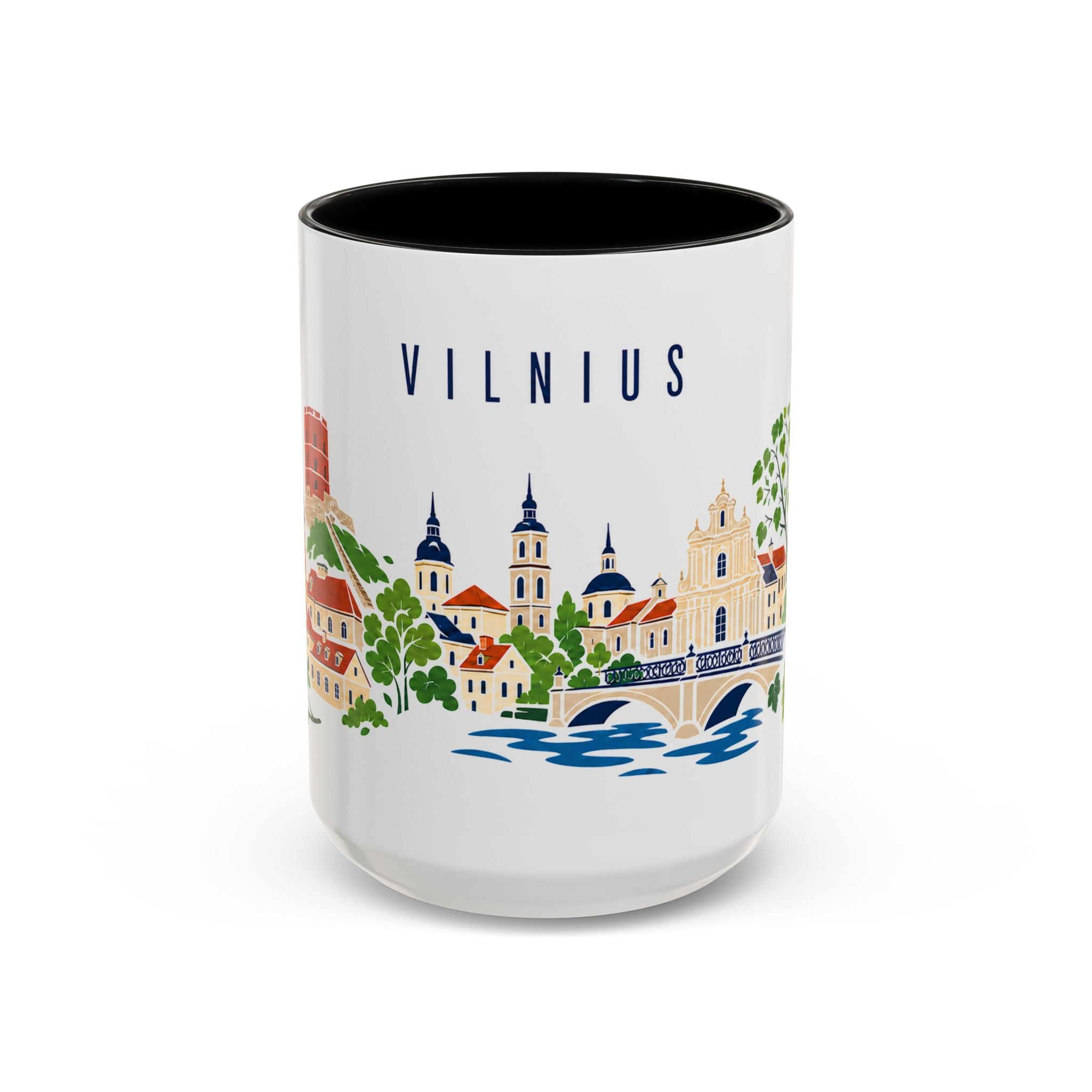 Vilnius Coffee Mug | Lithuania Travel Souvenir | Porcelain Decal City Gift | 11oz 15oz Accent Mug
