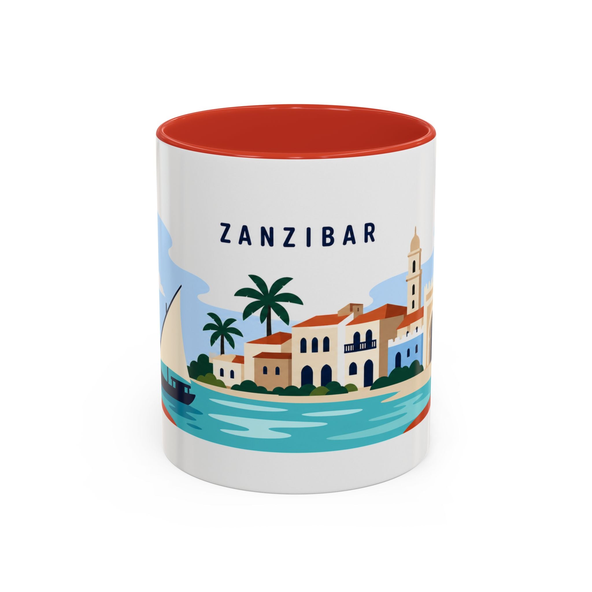 Zanzibar Coffee Mug | Travel Destination Souvenir Gift | Accent Color Ceramic 11oz 15oz