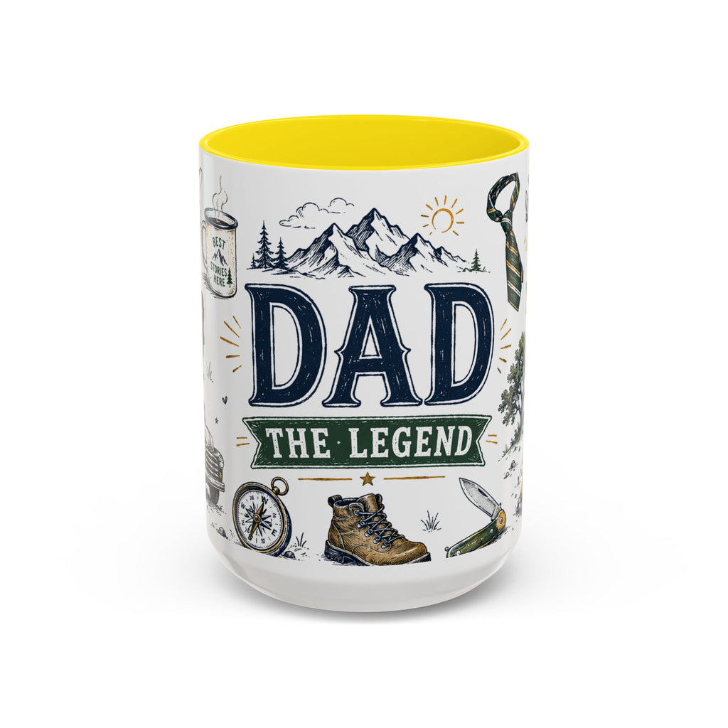 Dad The Legend Coffee Mug | Father's Day Gift for Dad | Accent Color Ceramic 11oz 15oz
