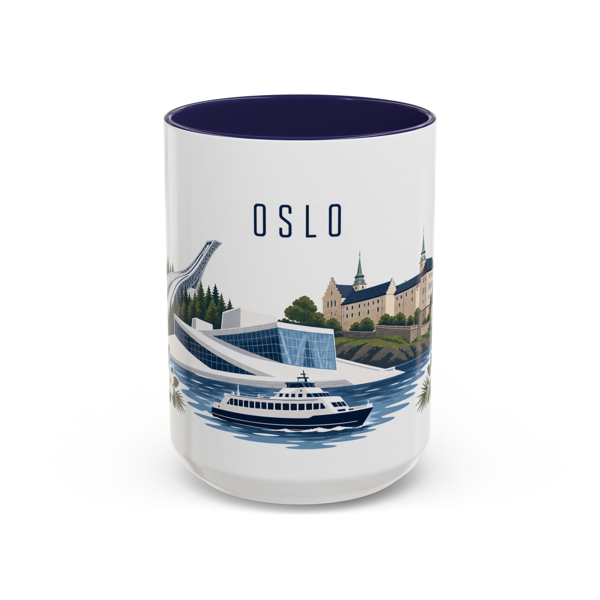 Oslo Coffee Mug | Norway Travel Souvenir | Porcelain Decal City Gift | 11oz 15oz Accent Mug