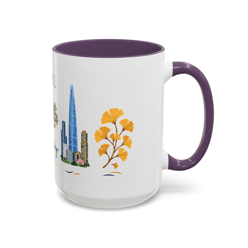 Seoul Coffee Mug | South Korea Travel Souvenir | Porcelain Decal City Gift | 11oz 15oz Accent Mug