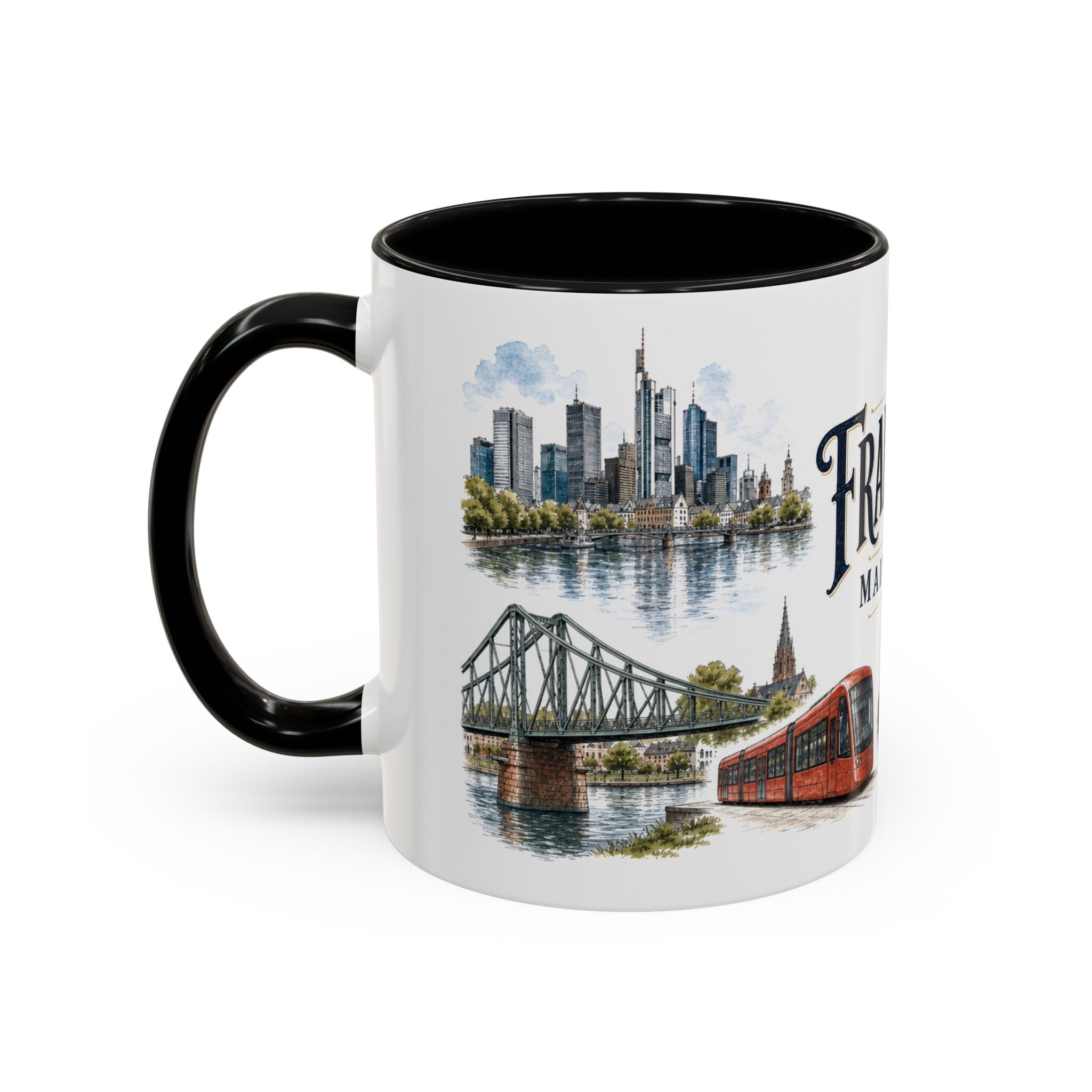 Frankfurt Coffee Mug | Germany Travel Souvenir | Vintage Illustrated City Gift | 11 oz 15 oz Accent Mug