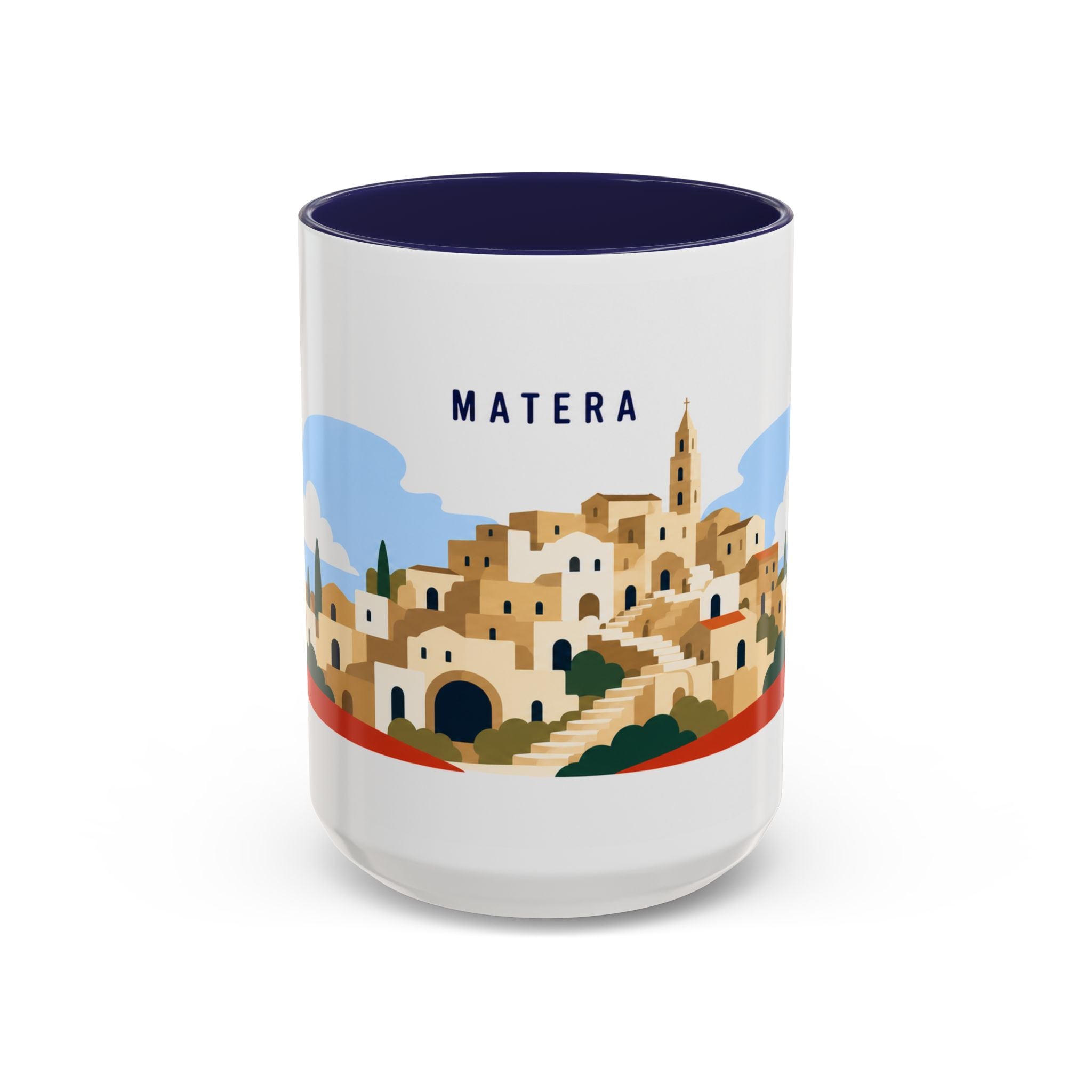 Matera Coffee Mug | Travel Destination Souvenir Gift | Accent Color Ceramic 11oz 15oz