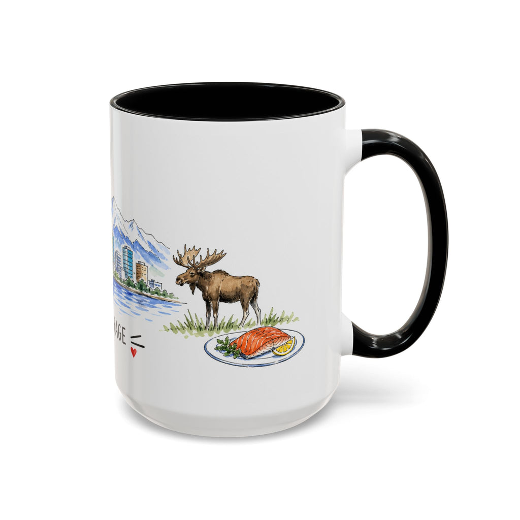 Anchorage Illustrated Travel Mug | City Souvenir Accent Coffee Mug | 11oz 15oz Ceramic Cup