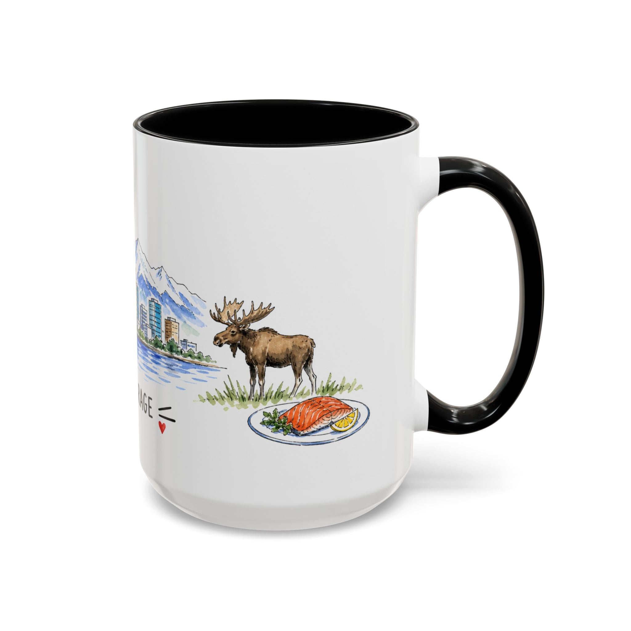 Anchorage Illustrated Travel Mug | City Souvenir Accent Coffee Mug | 11oz 15oz Ceramic Cup