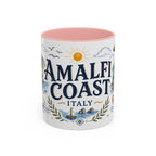Amalfi Coast Coffee Mug | Travel Destination Souvenir Gift | Accent Color Ceramic 11oz 15oz