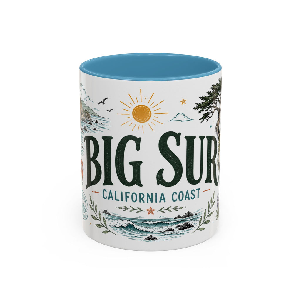 Big Sur Coffee Mug | Travel Destination Souvenir Gift | Accent Color Ceramic 11oz 15oz