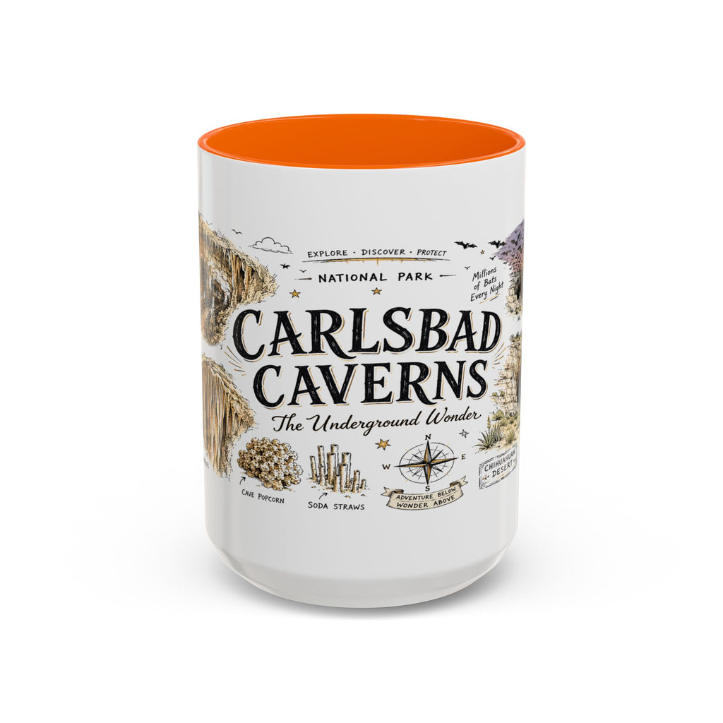 Carlsbad Caverns National Park Coffee Mug | New Mexico Cave Exploration Bat Gift | Accent Color Ceramic 11oz 15oz