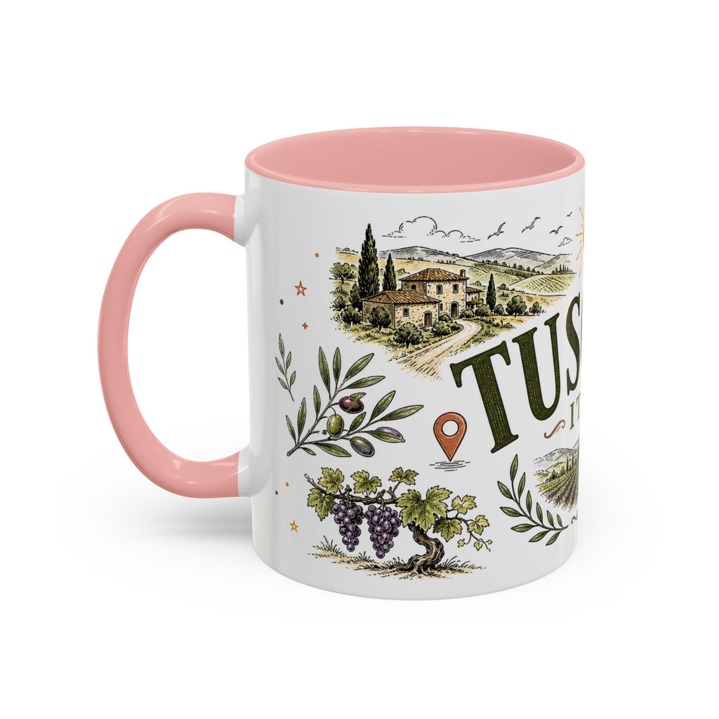 Tuscany Coffee Mug | Travel Destination Souvenir Gift | Accent Color Ceramic 11oz 15oz