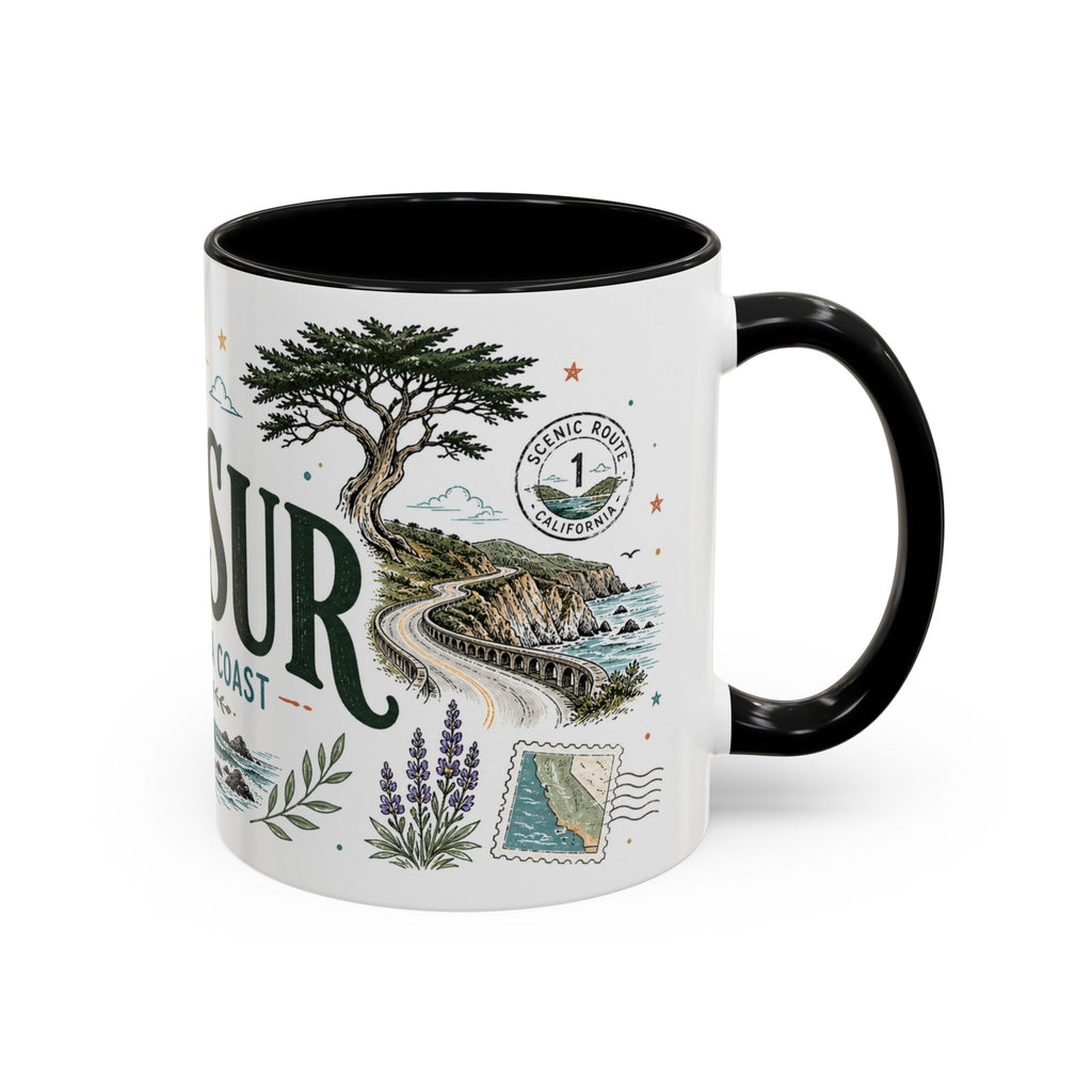 Big Sur Coffee Mug | Travel Destination Souvenir Gift | Accent Color Ceramic 11oz 15oz