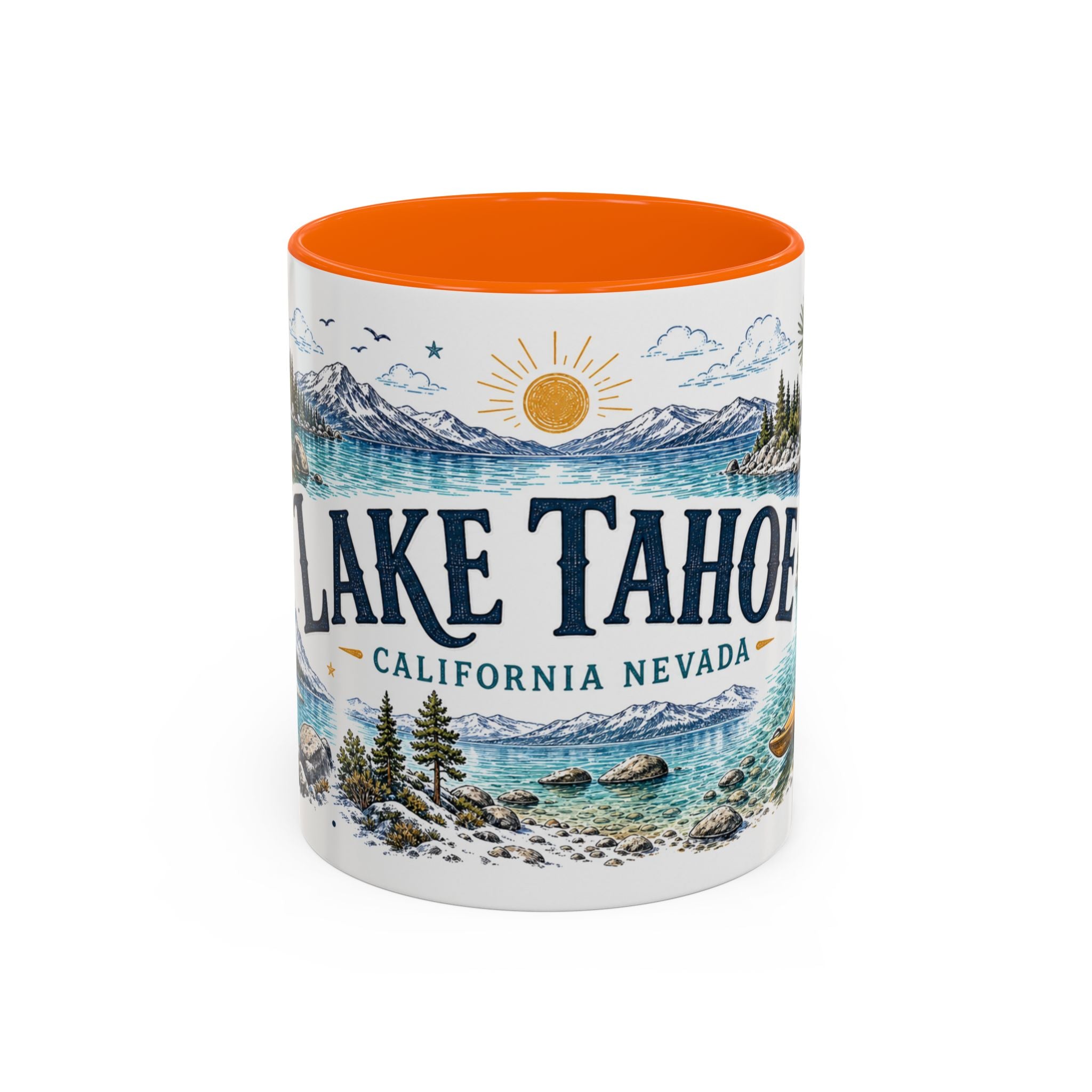 Lake Tahoe Mug, California Nevada Travel Souvenir, Bucket List Gift, Accent Ceramic Coffee Mug 11oz 15oz