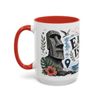 Easter Island Coffee Mug | Travel Destination Souvenir Gift | Accent Color Ceramic 11oz 15oz