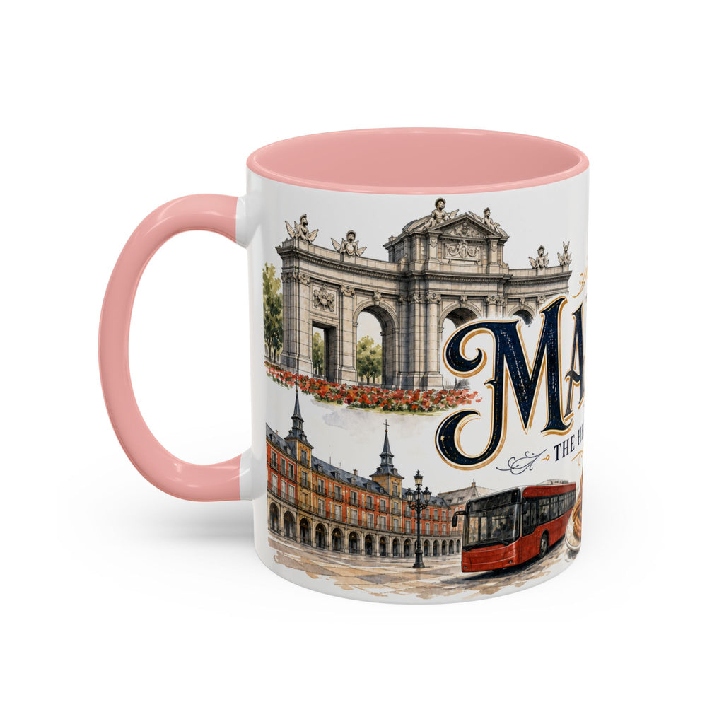 Madrid Coffee Mug | Spain Travel Souvenir | Vintage Illustrated City Gift | 11 oz 15 oz Accent Mug