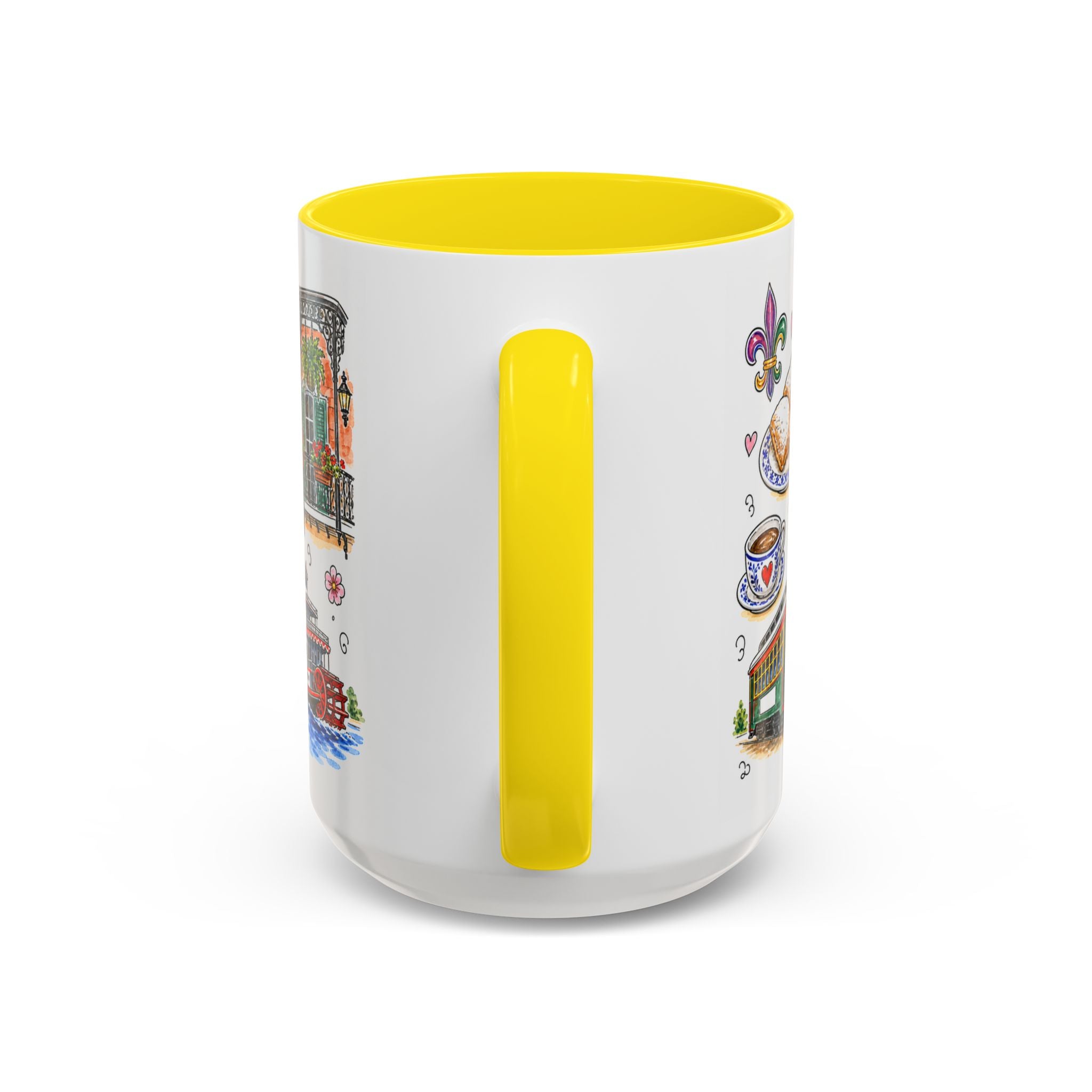 New Orleans Illustrated Travel Mug | City Souvenir Accent Coffee Mug | 11oz 15oz Ceramic Cup