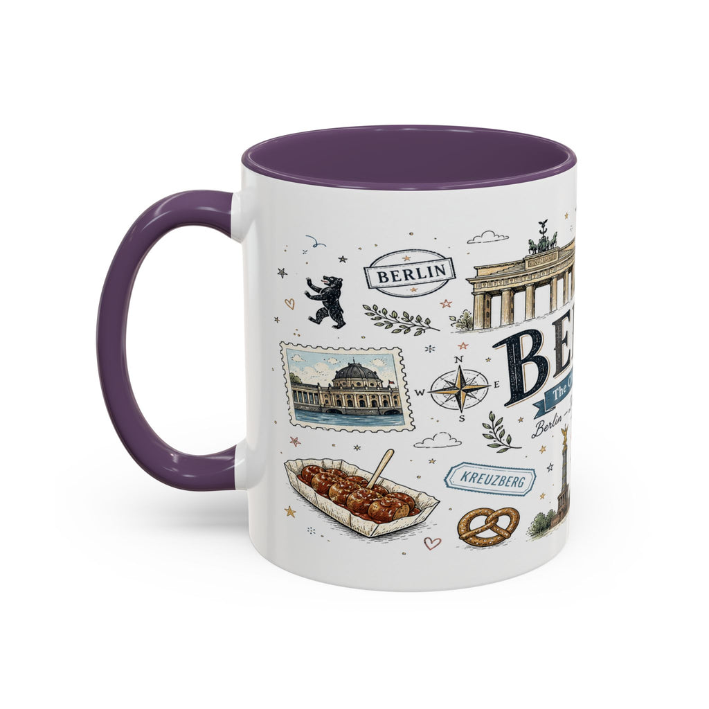 Berlin Coffee Mug | Germany Souvenir Travel Gift | Accent Color Ceramic 11oz 15oz