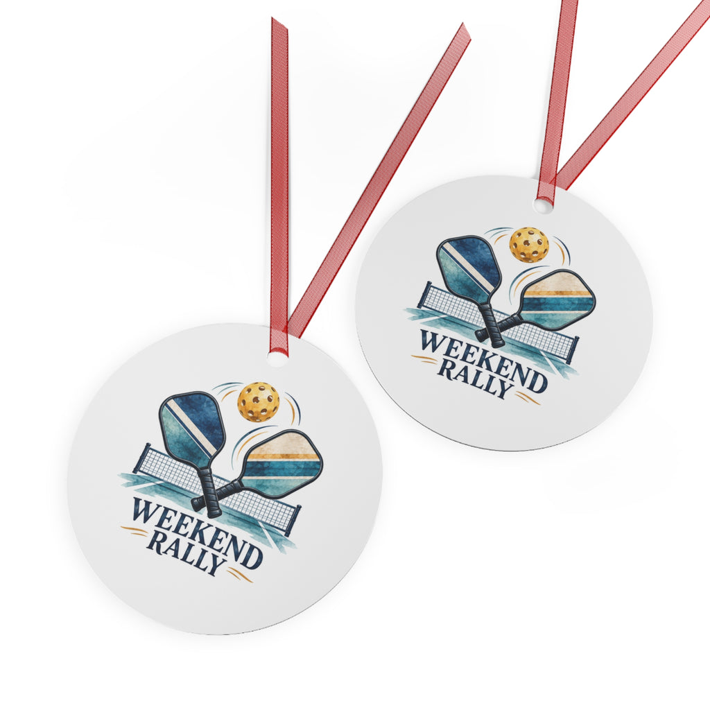 Weekend Rally Pickleball Round Metal Ornament | Sports Gift