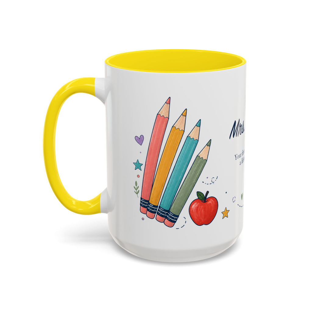 Personalized First Year Teacher Mug | Custom Name Pencil Coffee Cup