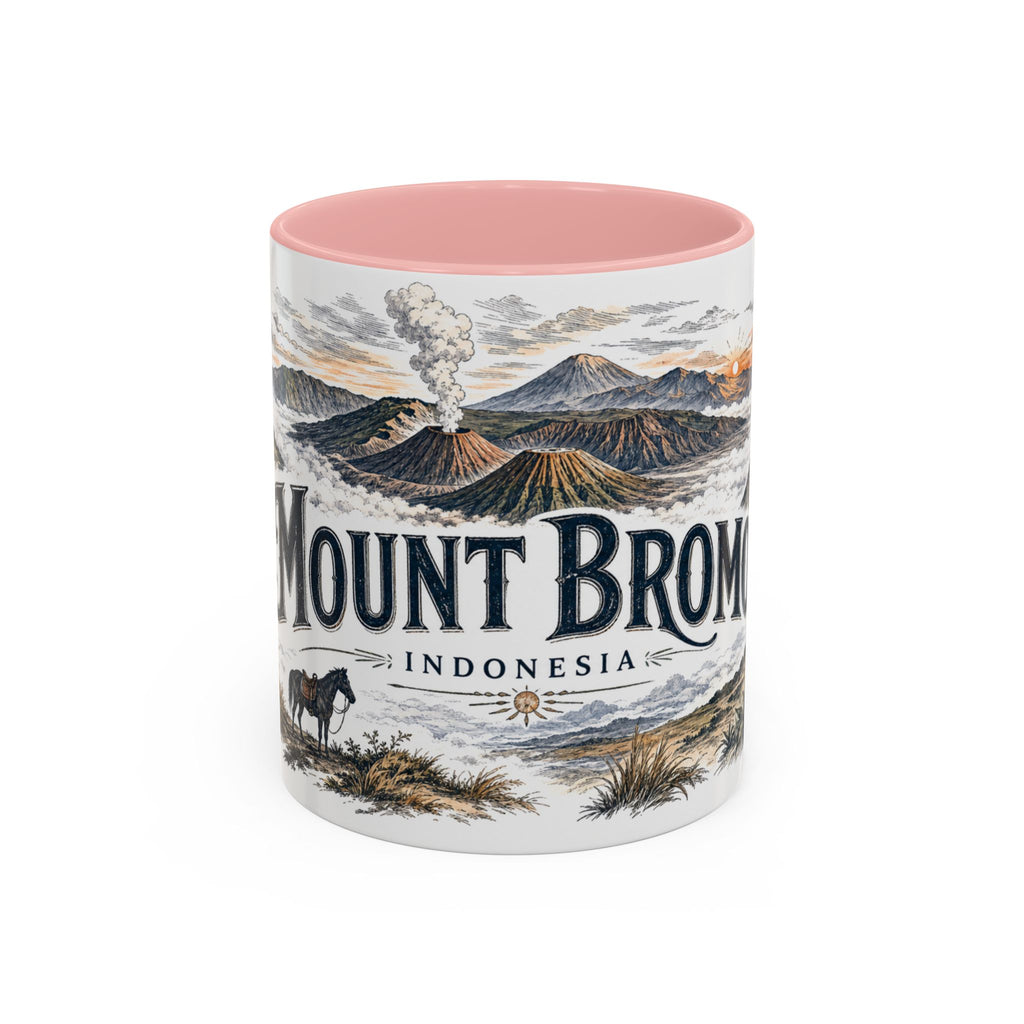 Mount Bromo Mug, Indonesia Travel Souvenir, Bucket List Gift, Accent Ceramic Coffee Mug 11oz 15oz