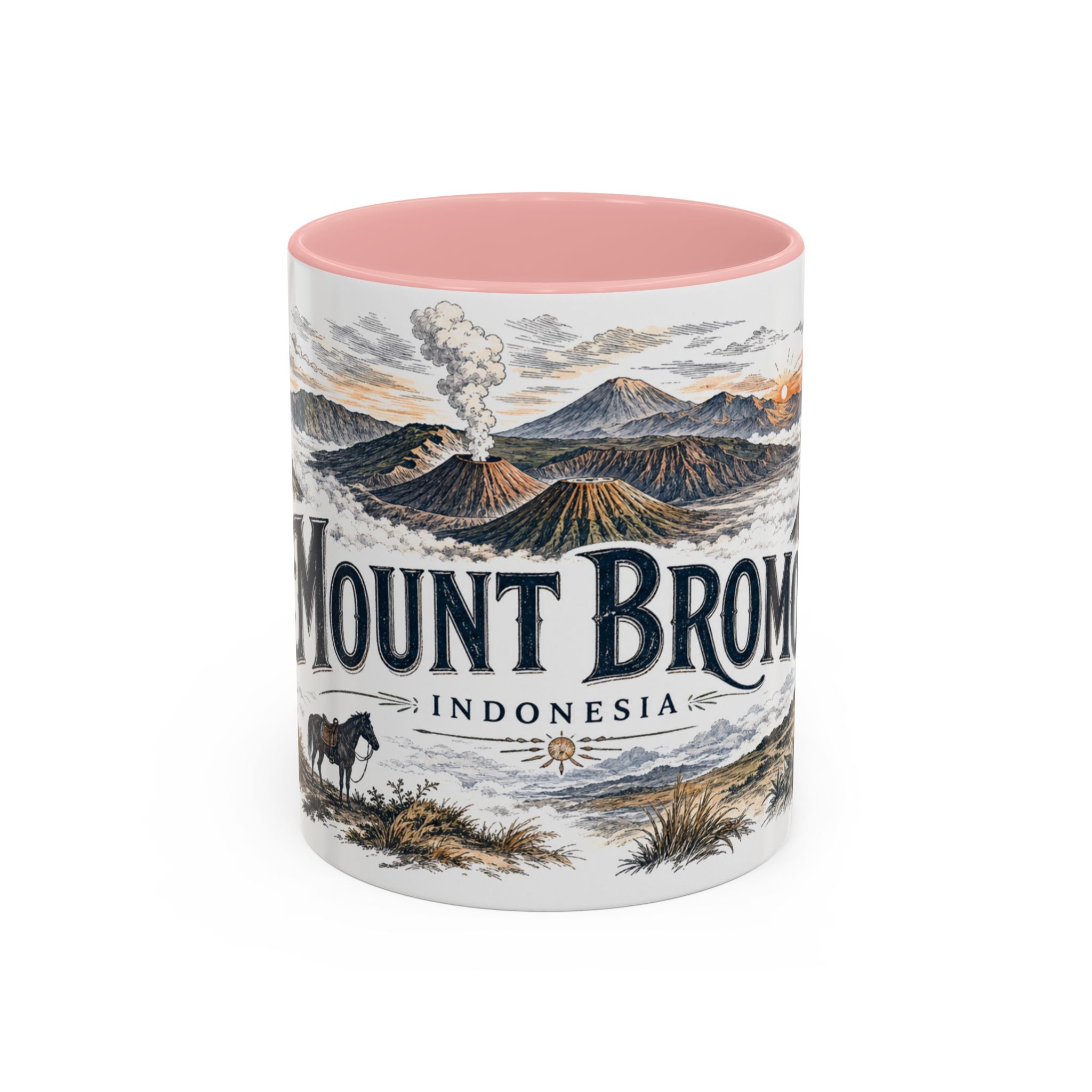 Mount Bromo Mug, Indonesia Travel Souvenir, Bucket List Gift, Accent Ceramic Coffee Mug 11oz 15oz
