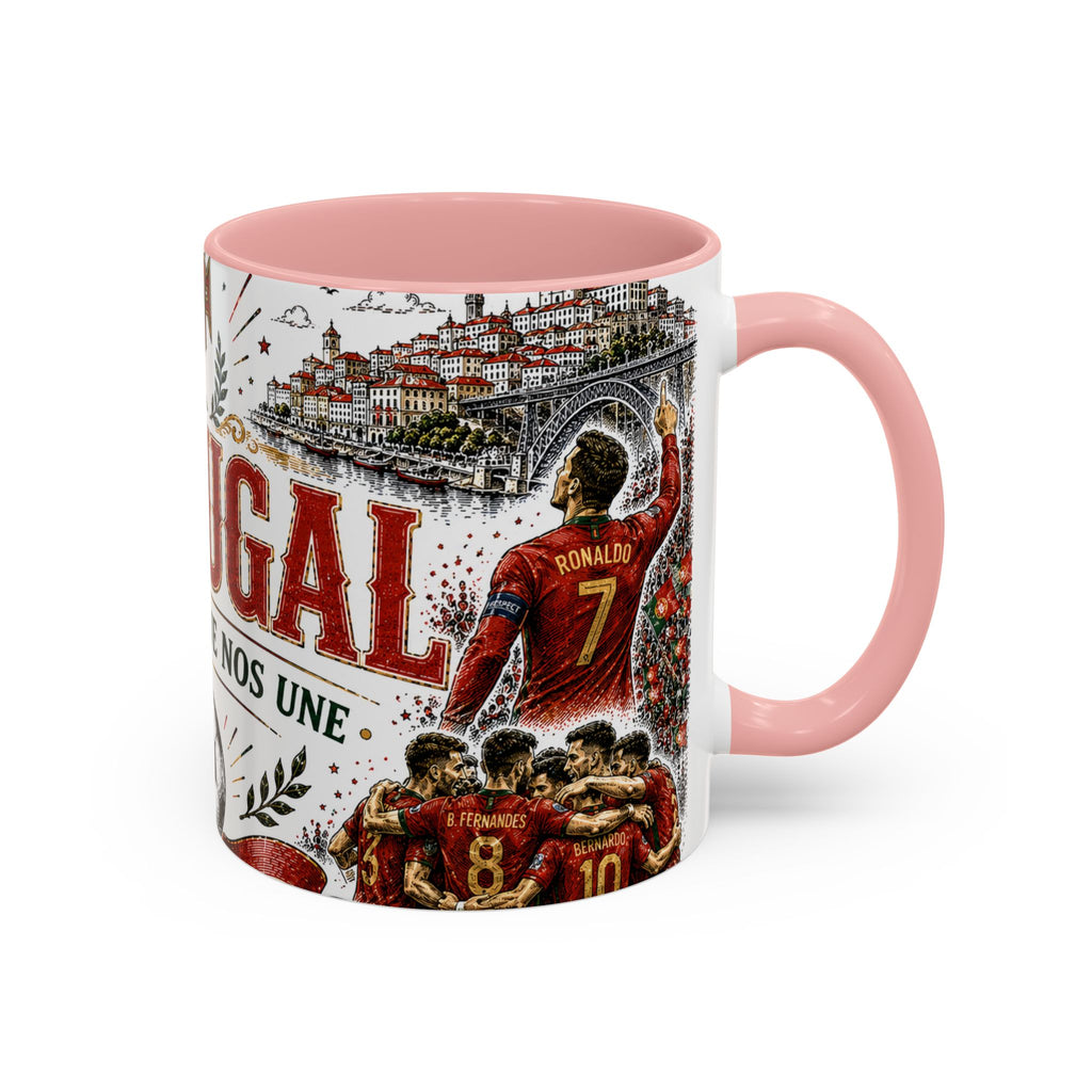 Portugal Soccer Coffee Mug | World Cup Fan Gift | Accent Color Ceramic 11oz 15oz Match Day Cup