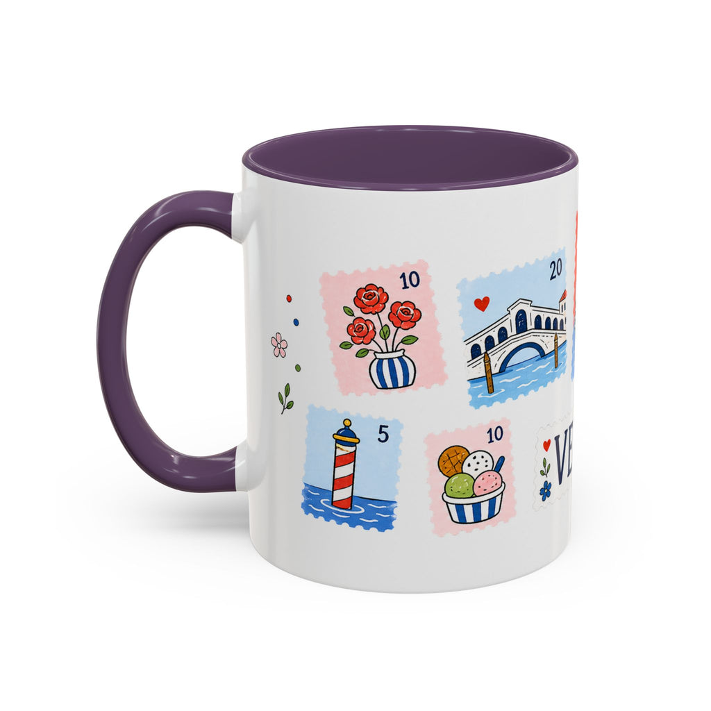 Venice Coffee Mug | Postage Stamp Collage Mug | Travel Souvenir Accent Cup 11oz 15oz